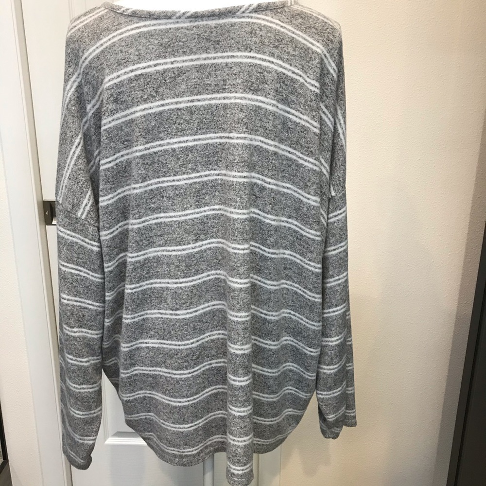 Torrid Grey White Stripe Button Front Long Sleeve… - image 8